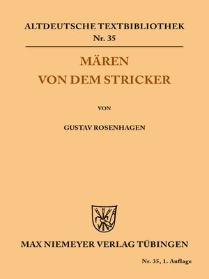cover image of Mären von dem Stricker